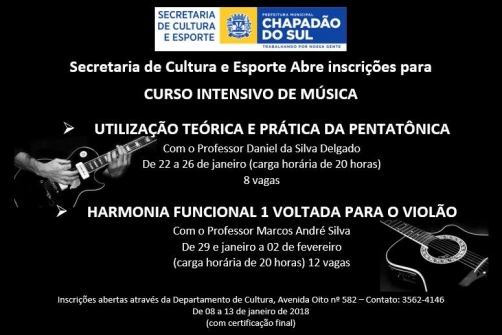 Prefeitura abre, em fevereiro, inscrições para cursos de violão